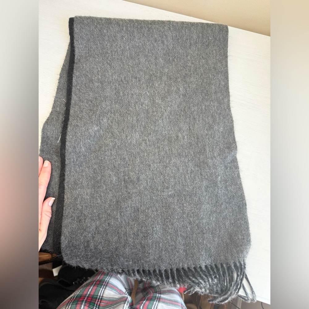 Murano 100% CASHMERE Two-Layer Black Gray Scarf - Picture 3 of 11